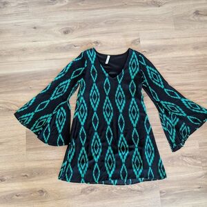 Black and Teal Patterned Dress
